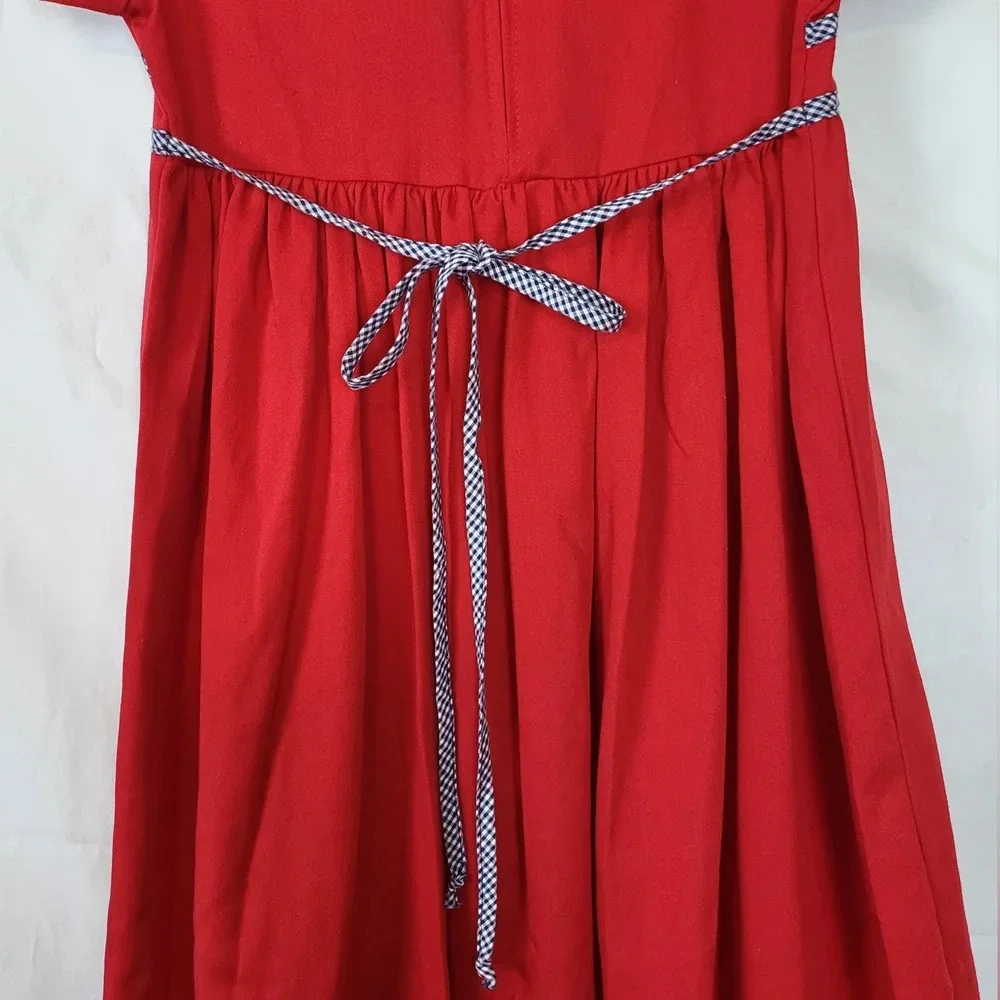 Vintage Bonnie Jean Union Made Red White Peter Pan Collared Dress‎ Size 7